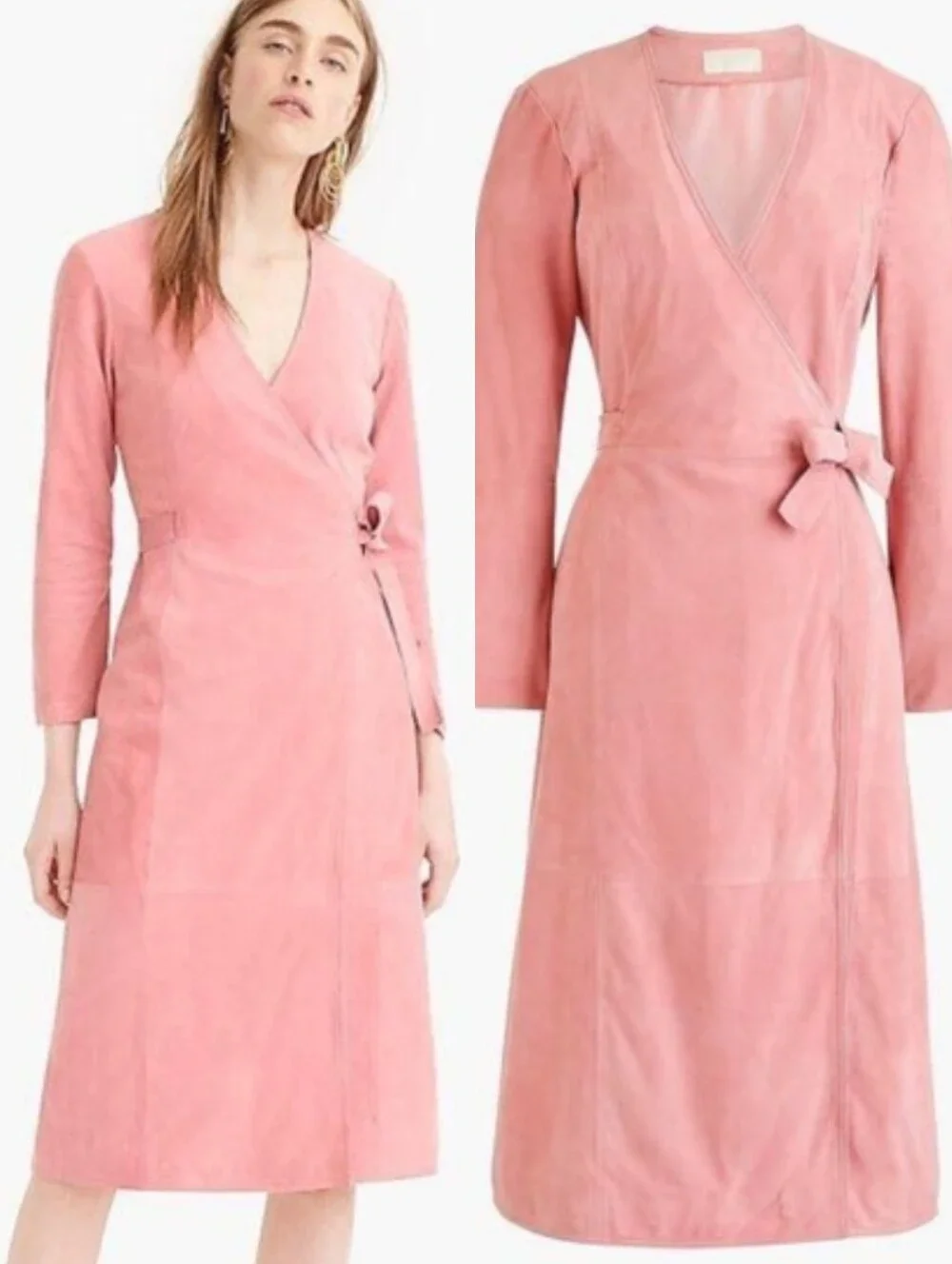 EUC J. Crew Collection Soft Genuine Suede Wrap Dress in Pink